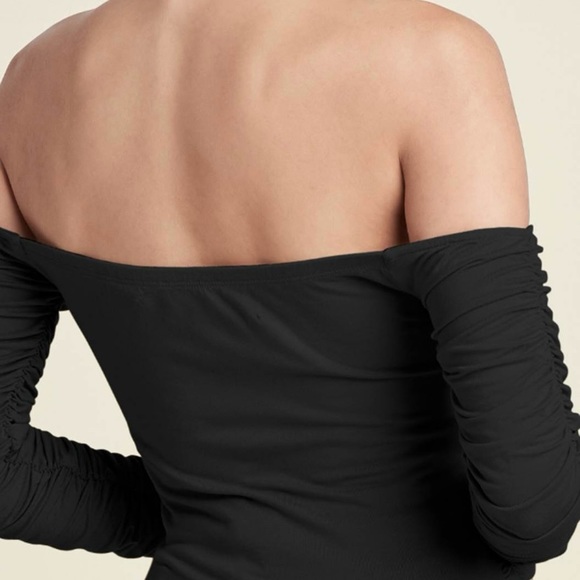 Venus Ruched Top Zippered Halter Long Sleeve Sexy Black New Size Small - Picture 4 of 8